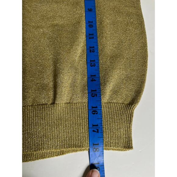 Vintage Leslie Fay Gold Metallic Knit Petite Top Made in Hong Kong 80s‎ - Picture 13 of 14
